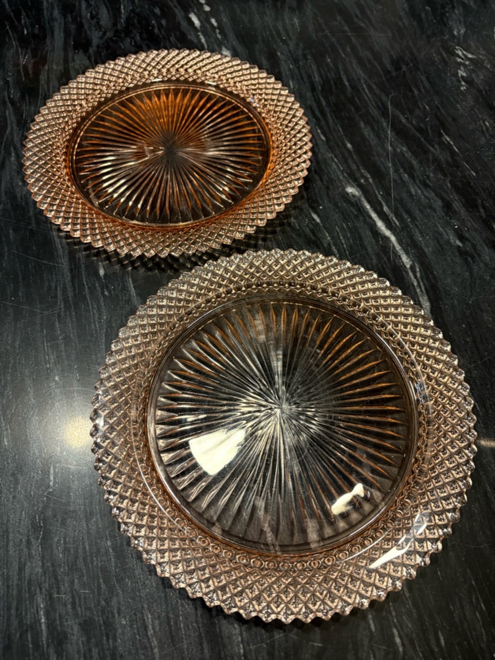 2pc Vintage Anchor Hocking Miss America Pink Large Dinner Plates Set Collectible - Picture 2 of 9